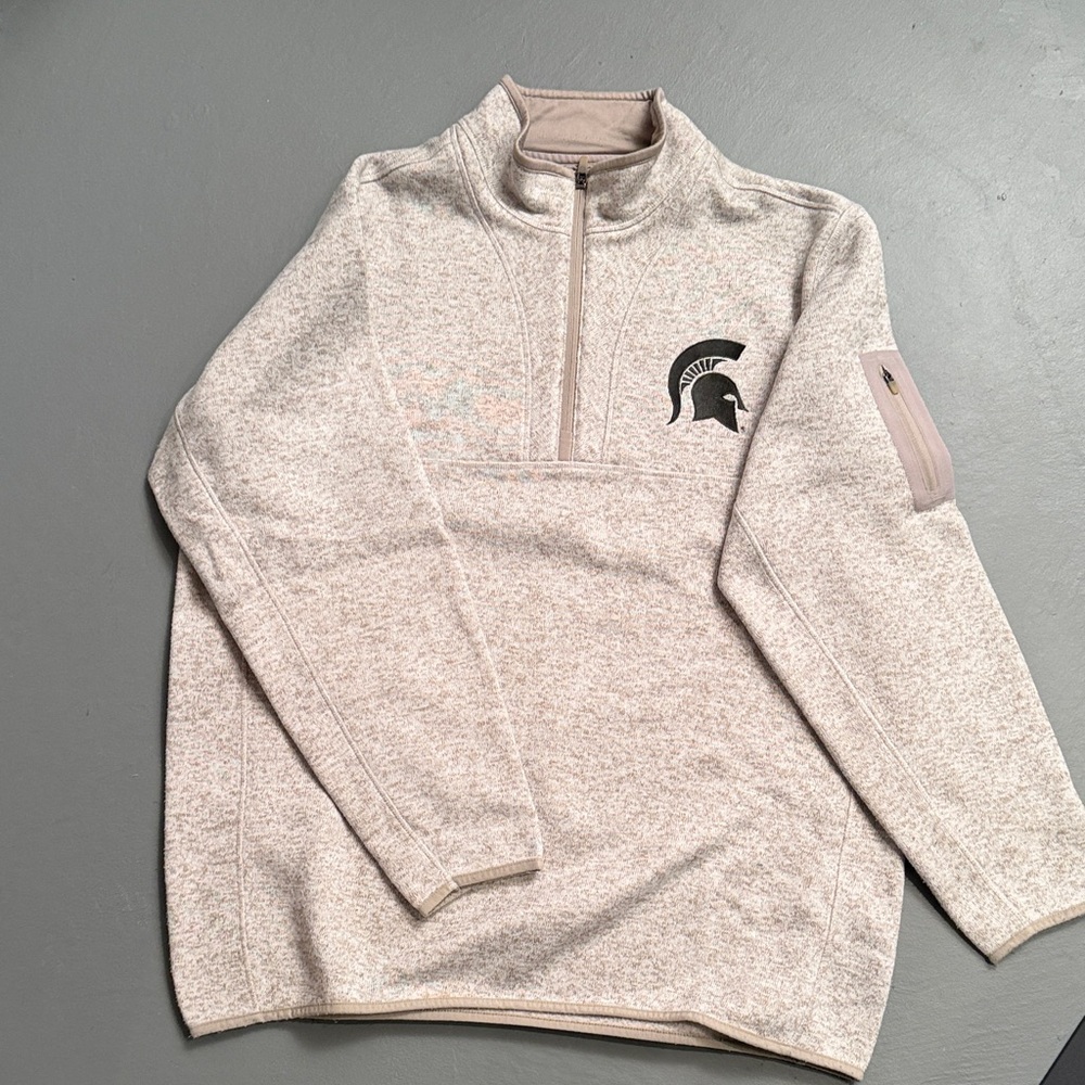 Antigua Men’s Cream Quarter-Zip Pullover with Logo